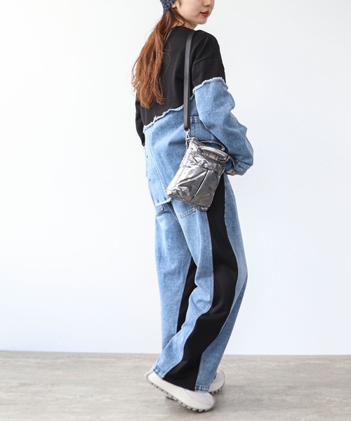 Cepica（セピカ）の「スウェット斜めドッキングデニムトップス（スウェット・レディース・ブラック/グレー・FREE）」の19枚目の写真