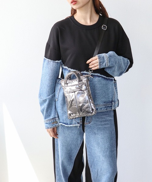 Cepica（セピカ）の「スウェット斜めドッキングデニムトップス（スウェット・レディース・ブラック/グレー・FREE）」の20枚目の写真