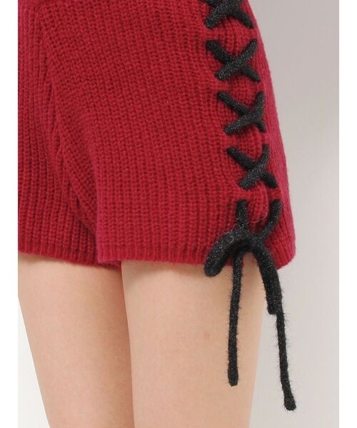 jouetie（ジュエティ）の「バイカラーステッチニットショーツ【セットアップ対応】（その他パンツ・レディース・アイボリー/ブラック/レッド・MEDIUM）」の22枚目の写真