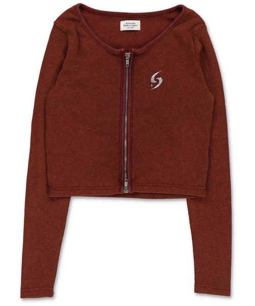 SPINNS（スピンズ）の「パウダー加工 シルバーワンポイントデザインWジップ長袖カットソー（Tシャツ/カットソー・レディース・ブラック/チャコール/ネイビー/バーガンディー・ONESIZE）」の12枚目の写真