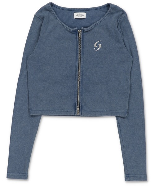 SPINNS（スピンズ）の「パウダー加工 シルバーワンポイントデザインWジップ長袖カットソー（Tシャツ/カットソー・レディース・ブラック/チャコール/ネイビー/バーガンディー・ONESIZE）」の13枚目の写真