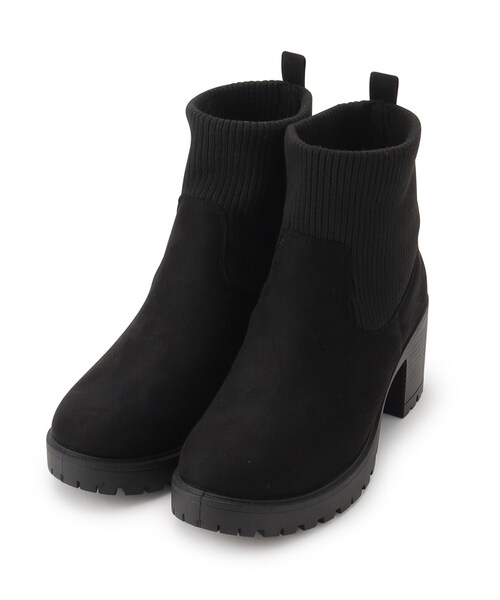 SHOO・LA・RUE(シューラルー)の「◆歩きやすさと美脚を叶える ヒールアップはきぐちニットブーツ(ブーツ・レディース・ブラック/ライトベージュ/ダークブラウン・35/25/45)」の4枚目の写真