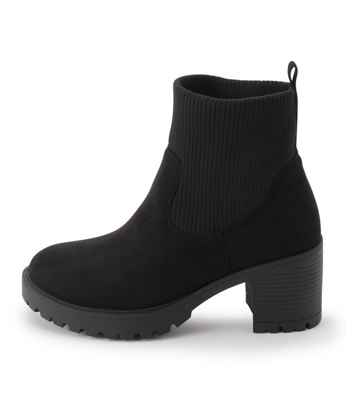 SHOO・LA・RUE(シューラルー)の「◆歩きやすさと美脚を叶える ヒールアップはきぐちニットブーツ(ブーツ・レディース・ブラック/ライトベージュ/ダークブラウン・35/25/45)」の5枚目の写真