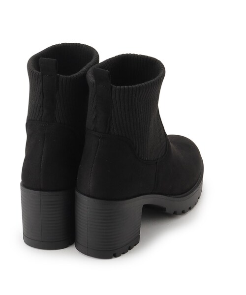 SHOO・LA・RUE(シューラルー)の「◆歩きやすさと美脚を叶える ヒールアップはきぐちニットブーツ(ブーツ・レディース・ブラック/ライトベージュ/ダークブラウン・35/25/45)」の6枚目の写真