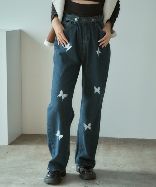 BLANK　（ブランク）の「▲Butterfly design denim pants / バタフライデザイン デニムパンツ（デニムパンツ・レディース・ブルー/ネイビー・L/M）」の9枚目の写真