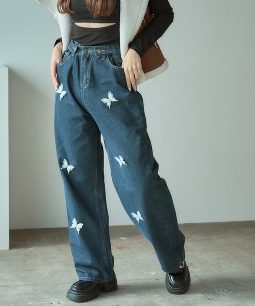 BLANK　（ブランク）の「▲Butterfly design denim pants / バタフライデザイン デニムパンツ（デニムパンツ・レディース・ブルー/ネイビー・L/M）」の10枚目の写真