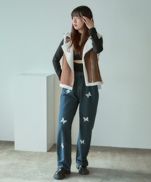 BLANK　（ブランク）の「▲Butterfly design denim pants / バタフライデザイン デニムパンツ（デニムパンツ・レディース・ブルー/ネイビー・L/M）」の12枚目の写真