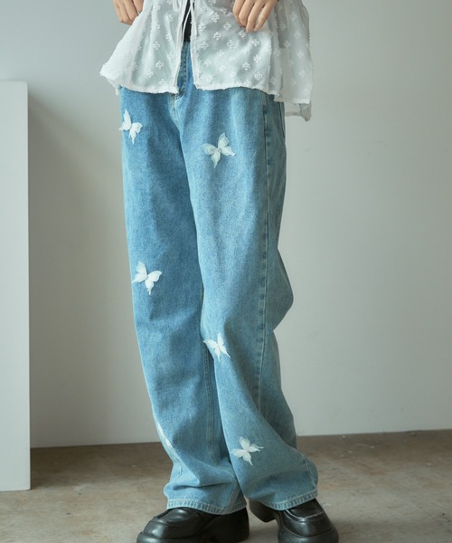 BLANK　（ブランク）の「▲Butterfly design denim pants / バタフライデザイン デニムパンツ（デニムパンツ・レディース・ブルー/ネイビー・L/M）」の21枚目の写真
