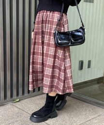 レトロチェック柄ロングスカート
