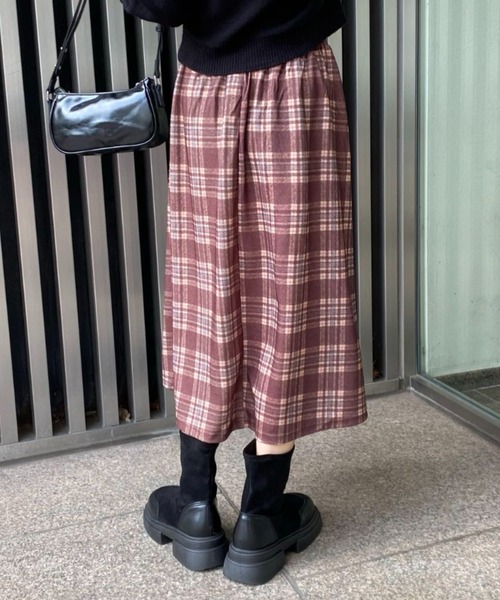 mebole（メボレ）の「レトロチェック柄ロングスカート（スカート・レディース・ブラウン・FREE）」の21枚目の写真