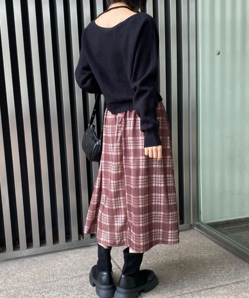 mebole（メボレ）の「レトロチェック柄ロングスカート（スカート・レディース・ブラウン・FREE）」の17枚目の写真