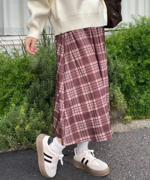 mebole（メボレ）の「レトロチェック柄ロングスカート（スカート・レディース・ブラウン・FREE）」の11枚目の写真