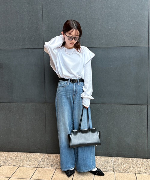 ISOOK / アイスー】ラッフルショルダーロンT / ラッフルスリーブ