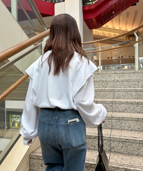 ISOOK(アイスー)の「【ISOOK / アイスー】ラッフルショルダーロンT / ラッフルスリーブ フレアスリーブ プルオーバー ブラウス 長袖 春服 春トップス(Tシャツ/カットソー・レディース・ブラック/ホワイト・FREE)」の20枚目の写真