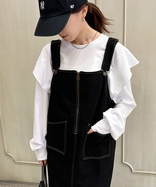 ISOOK(アイスー)の「【ISOOK / アイスー】ラッフルショルダーロンT / ラッフルスリーブ フレアスリーブ プルオーバー ブラウス 長袖 春服 春トップス(Tシャツ/カットソー・レディース・ブラック/ホワイト・FREE)」の16枚目の写真