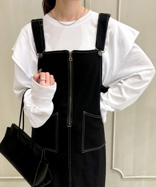 ISOOK(アイスー)の「【ISOOK / アイスー】ラッフルショルダーロンT / ラッフルスリーブ フレアスリーブ プルオーバー ブラウス 長袖 春服 春トップス(Tシャツ/カットソー・レディース・ブラック/ホワイト・FREE)」の14枚目の写真