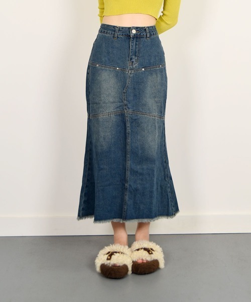 VIVID LADY（ビビッドレディー）の「デニムスカート レディース スカートロング（スカート・レディース・ダークブルー・SMALL/MEDIUM）」の2枚目の写真