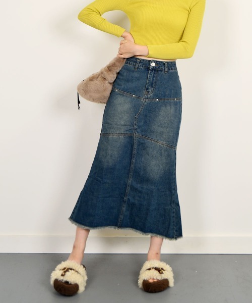 VIVID LADY（ビビッドレディー）の「デニムスカート レディース スカートロング（スカート・レディース・ダークブルー・SMALL/MEDIUM）」の3枚目の写真