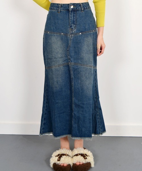 VIVID LADY（ビビッドレディー）の「デニムスカート レディース スカートロング（スカート・レディース・ダークブルー・SMALL/MEDIUM）」の5枚目の写真