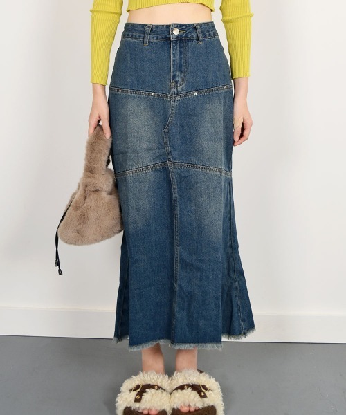 VIVID LADY（ビビッドレディー）の「デニムスカート レディース スカートロング（スカート・レディース・ダークブルー・SMALL/MEDIUM）」の6枚目の写真