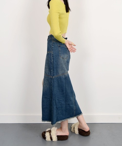 VIVID LADY（ビビッドレディー）の「デニムスカート レディース スカートロング（スカート・レディース・ダークブルー・SMALL/MEDIUM）」の8枚目の写真