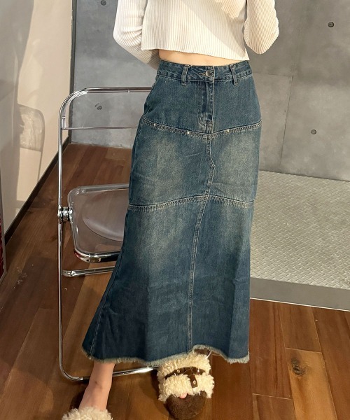 VIVID LADY（ビビッドレディー）の「デニムスカート レディース スカートロング（スカート・レディース・ダークブルー・SMALL/MEDIUM）」の9枚目の写真