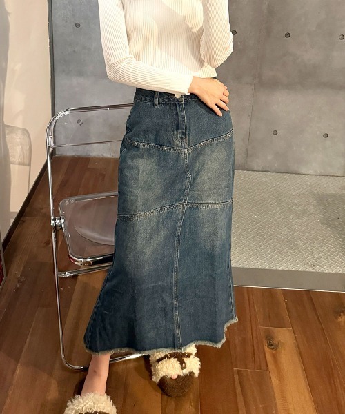 VIVID LADY（ビビッドレディー）の「デニムスカート レディース スカートロング（スカート・レディース・ダークブルー・SMALL/MEDIUM）」の10枚目の写真