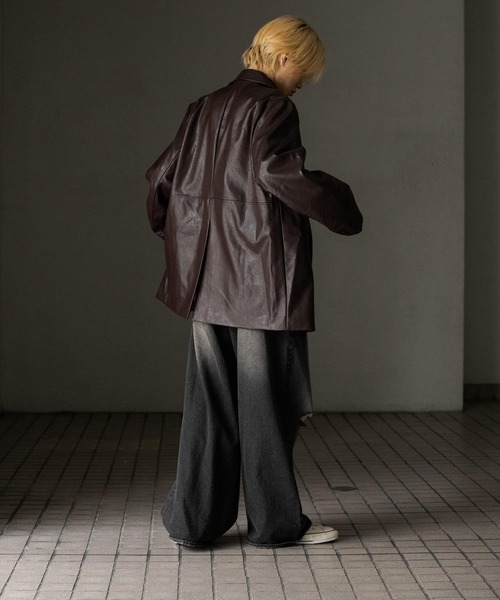 SENSE OF PLACE by URBAN RESEARCH（センスオブプレイスバイアーバンリサーチ）の「ダメージデニムワイドパンツ（デニムパンツ・メンズ・ブラック/インディゴブルー・MEDIUM/LARGE）」の16枚目の写真