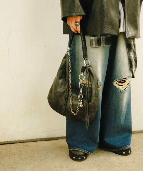 SENSE OF PLACE by URBAN RESEARCH（センスオブプレイスバイアーバンリサーチ）の「ダメージデニムワイドパンツ（デニムパンツ・メンズ・ブラック/インディゴブルー・MEDIUM/LARGE）」の17枚目の写真