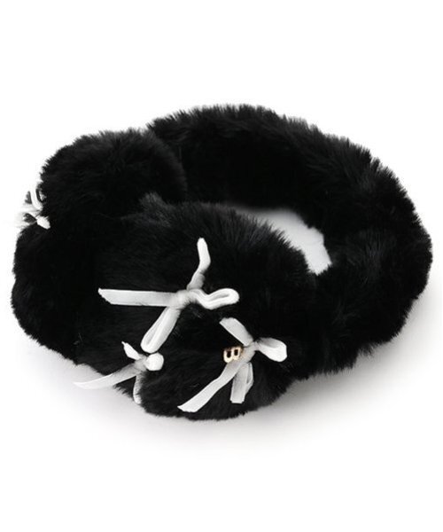 by LOVEiT（バイラビット）の「リボンつきファーイヤマフ（イヤーマフ・キッズ・ブラック/オフホワイト・FREE）」の2枚目の写真