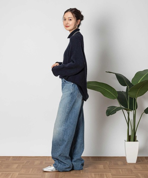 Right-on（ライトオン）の「ロールネックニット（ニット/セーター・レディース・ネイビー/オフホワイト/グリーン・M/L/XL）」の12枚目の写真