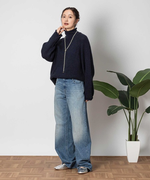 Right-on（ライトオン）の「ロールネックニット（ニット/セーター・レディース・ネイビー/オフホワイト/グリーン・M/L/XL）」の13枚目の写真