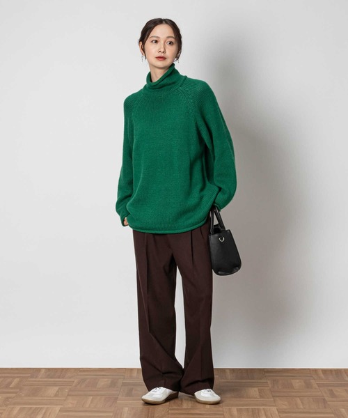 Right-on（ライトオン）の「ロールネックニット（ニット/セーター・レディース・ネイビー/オフホワイト/グリーン・M/L/XL）」の8枚目の写真