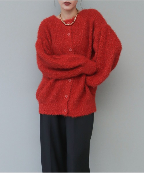 OandI(オーアンドアイ)の「2WAYシャギーニットカーディガン(カーディガン/ボレロ・レディース・グレイッシュベージュ/オレンジ/アイボリー/ネイビー・FREE)」の4枚目の写真