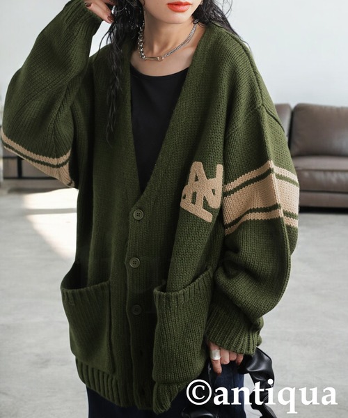 antiqua(アンティカ)の「ロゴニットカーディガン(ニット/セーター・レディース・カーキ/グレー・ONESIZE)」の16枚目の写真