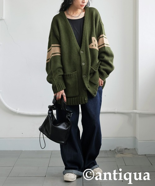 antiqua(アンティカ)の「ロゴニットカーディガン(ニット/セーター・レディース・カーキ/グレー・ONESIZE)」の17枚目の写真