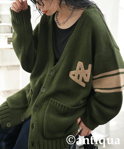 antiqua(アンティカ)の「ロゴニットカーディガン(ニット/セーター・レディース・カーキ/グレー・ONESIZE)」の18枚目の写真