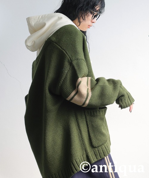 antiqua(アンティカ)の「ロゴニットカーディガン(ニット/セーター・レディース・カーキ/グレー・ONESIZE)」の20枚目の写真