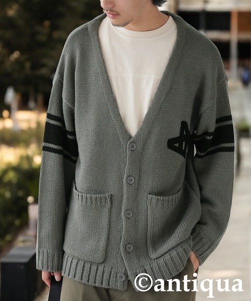 antiqua(アンティカ)の「ロゴニットカーディガン(ニット/セーター・レディース・カーキ/グレー・ONESIZE)」の10枚目の写真
