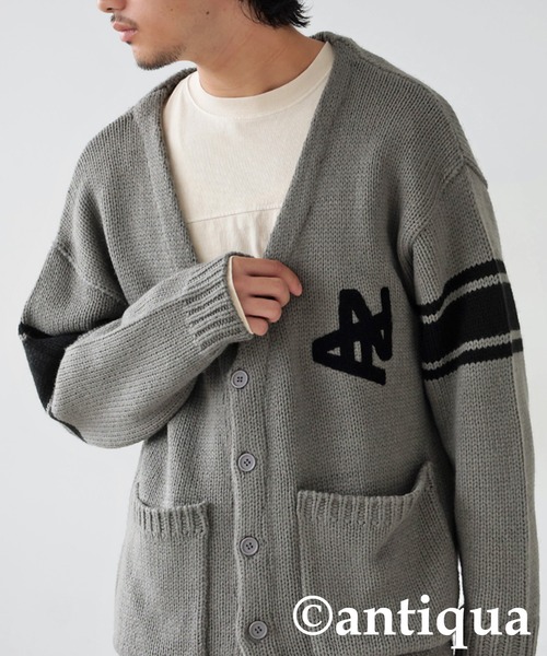 antiqua(アンティカ)の「ロゴニットカーディガン(ニット/セーター・レディース・カーキ/グレー・ONESIZE)」の11枚目の写真