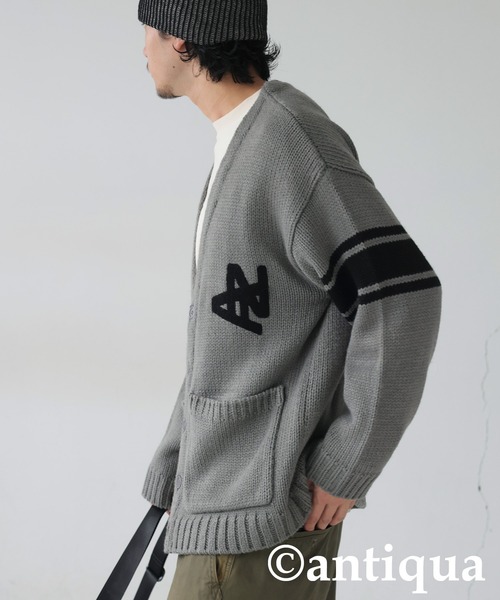 antiqua(アンティカ)の「ロゴニットカーディガン(ニット/セーター・レディース・カーキ/グレー・ONESIZE)」の13枚目の写真