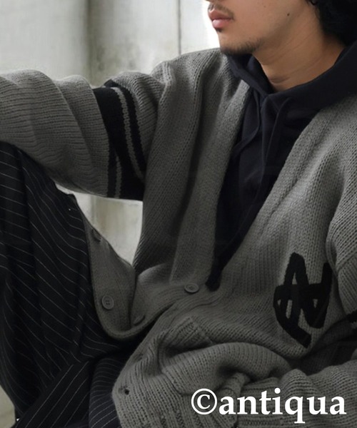 antiqua(アンティカ)の「ロゴニットカーディガン(ニット/セーター・レディース・カーキ/グレー・ONESIZE)」の14枚目の写真