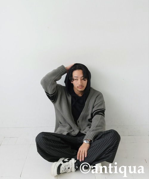 antiqua(アンティカ)の「ロゴニットカーディガン(ニット/セーター・レディース・カーキ/グレー・ONESIZE)」の15枚目の写真
