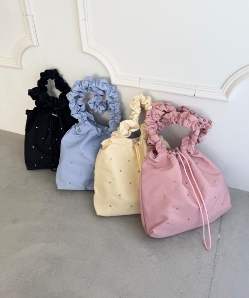 Rapture ショルダー フリル ビジュー パール 2way トートバッグ セール