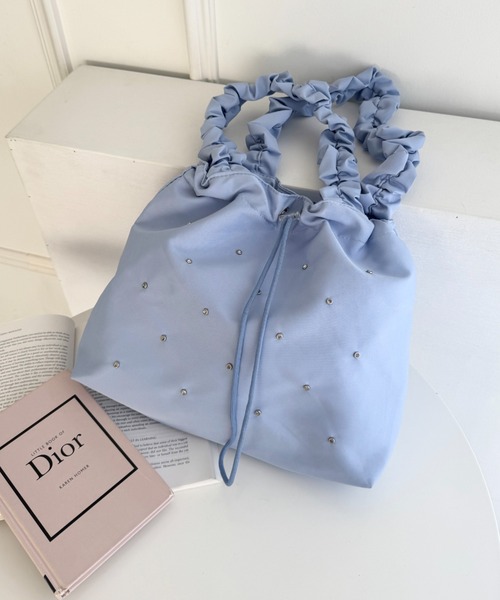 Loueme(ルエム)の「フリルショルダービジュートートバッグ(トートバッグ・レディース・イエロー/ピンク/ライトブルー/ブラック・FREE)」の15枚目の写真