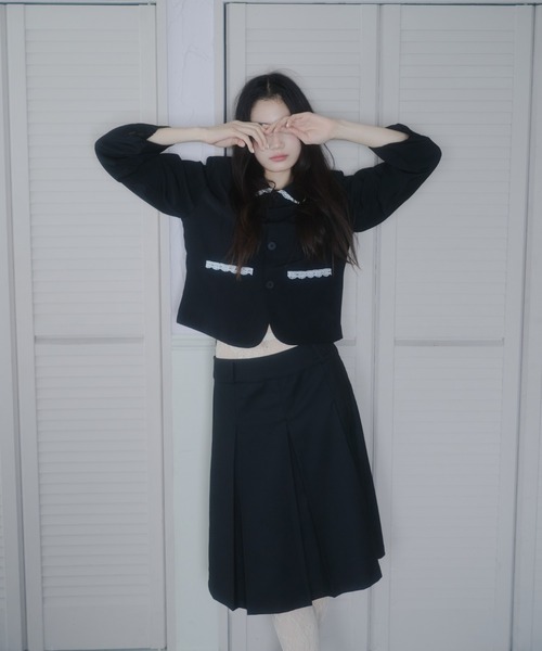 TFW49 BOX PLEATED SKIRTブラック プリーツスカートMサイズ セール】Midi box pleats skirt/ミディボックスプリーツスカート