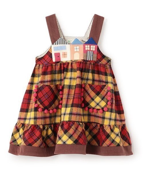 baby cheer(ベイビーチアー)の「おうちジャンパ-スカートⅢ(ジャンパースカート・キッズ・レッド/ブルーグリーン・90cm/80cm/120cm/110cm/100cm)」の3枚目の写真