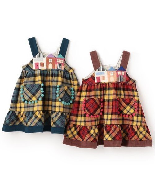 baby cheer(ベイビーチアー)の「おうちジャンパ-スカートⅢ(ジャンパースカート・キッズ・レッド/ブルーグリーン・90cm/80cm/120cm/110cm/100cm)」の11枚目の写真