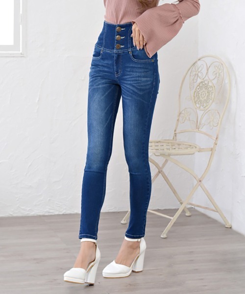 REMUR(レミュール)の「スーパーストレッチハイウエストスキニーパンツ(デニムパンツ・レディース・ブルー系その他/ブルー系その他2/ブルー系その他3/ブルー系その他4/ブルー/ブラック/ライトブルー・M/S/L)」の18枚目の写真