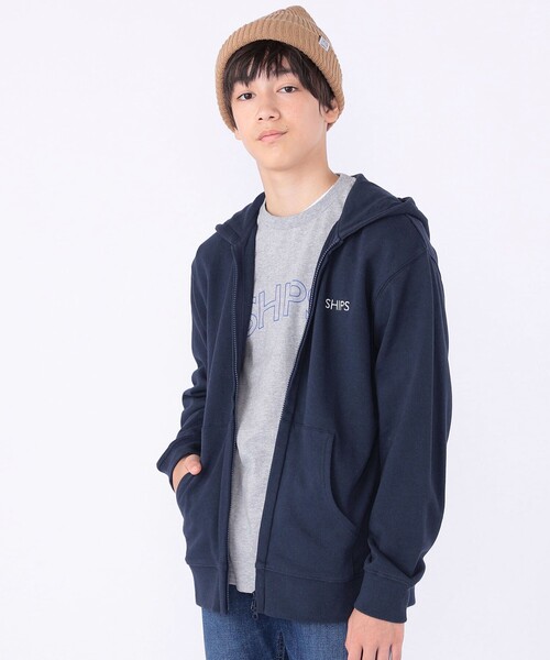 SHIPS(シップス)の「SHIPS KIDS:140~160cm / ロゴ フード ジップ パーカ(パーカー・キッズ・ライトブルー/サックスブルー/ライトグレー/ネイビー/ヘザーグレー・140/160/150)」の4枚目の写真